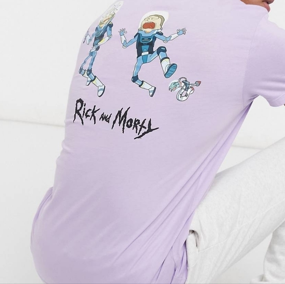 Rick & Morty backprint T-shirt in purple NWT - Picture 3 of 7
